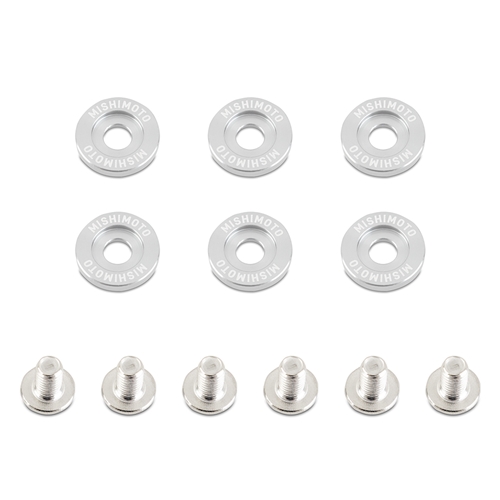 Mishimoto M6 X 1.0 Fender Washer and Bolt Kit, 16.7mm OD, 6 pcs, Silver