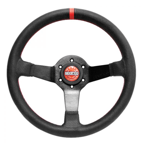 Sparco Steering Wheel - Champion Black Perforated Leather w/Red 330mm