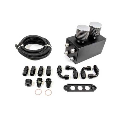 PLM Power Driven Universal Oil Catch Can Kit ( Breather Tank ) BLACK