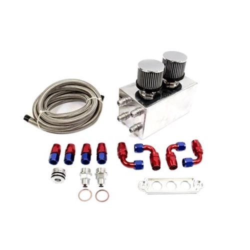 PLM Power Driven Universal Oil Catch Can Kit ( Breather Tank ) SILVER