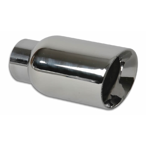 4.00" Outlet O.D. Round Stainless Steel Tip (Double Wall, Angle Cut), 2.25" Inlet I.D.