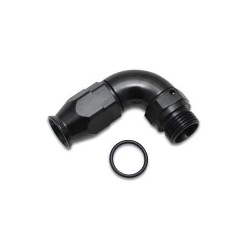 90 Degree High Flow Swivel Hose End Fitting, -6AN Hose to 6 ORB