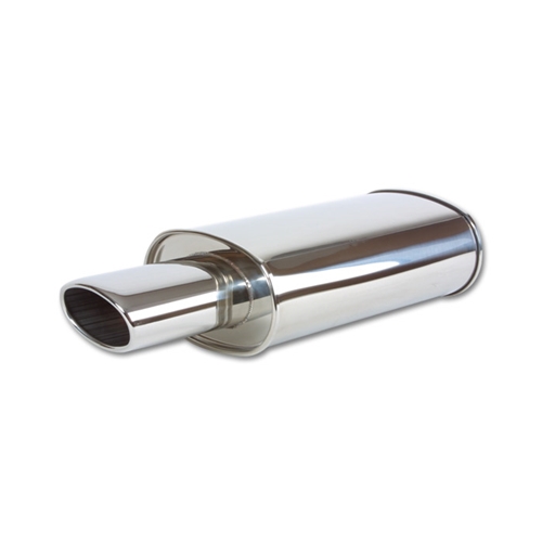 STREETPOWER Oval Muffler w/ 4.5" x 3" Oval Angle Cut Tip (2.5" inlet)