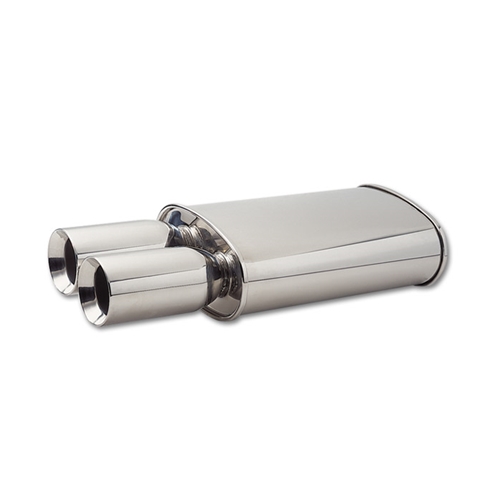 STREETPOWER Oval Muffler w/ Dual 3.5" Round Tips (2.5" inlet)