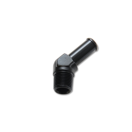 Male NPT to Hose Barb Adapter, 45 Degree; NPT Size: 1/8" Hose Size: 1/4"