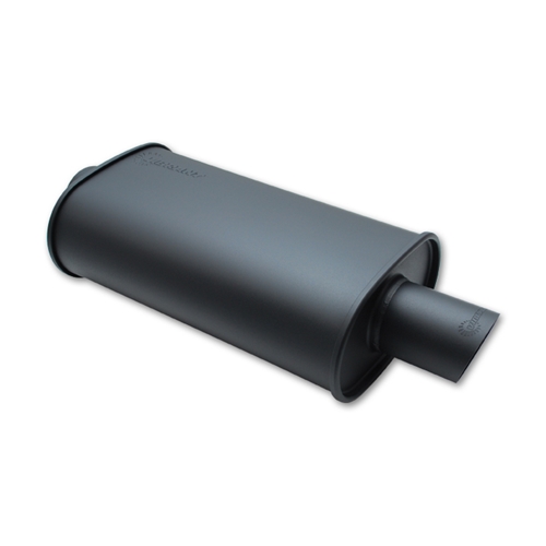 STREETPOWER FLAT BLACK Oval Muffler; Inlet I.D. 2.25" (57.2mm); Tip O.D. 3.00" (76.2mm)