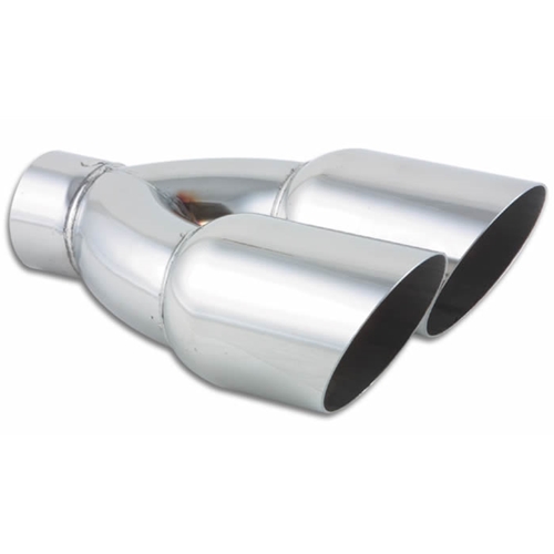 Dual 3.5" Round Stainless Steel Tips (Single Wall, Angle Cut)