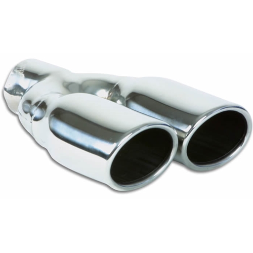 Dual 3.25" x 2.75" Oval Stainless Steel Tips (Single Wall, Angle Cut)