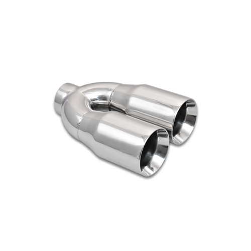 Dual 3.5" Round Stainless Steel Tips (Double Wall, Straight Cut)