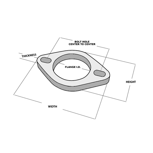 2-Bolt Stainless Steel Flange, 2.00" I.D. - Single Flange, Retail Packed