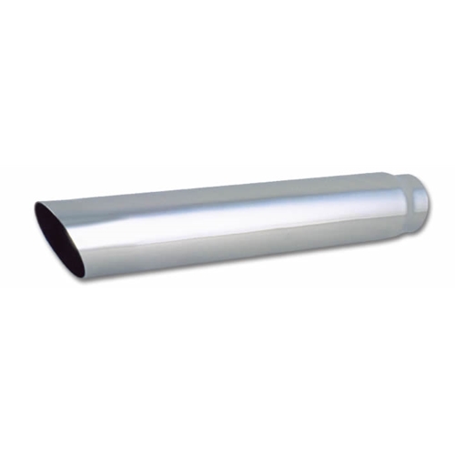 3.5" Round Stainless Steel Tip (Single Wall, Angle Cut) - 2.5" inlet, 20" long