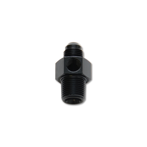 Male AN Flare to Male NPT Union Adapter with 1/8" NPT Port; Size: -6AN; 1/4" Male NPT