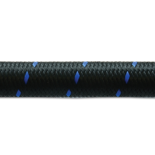 5ft Roll of Black Blue Nylon Braided Flex Hose; AN Size: -6; Hose ID 0.34"