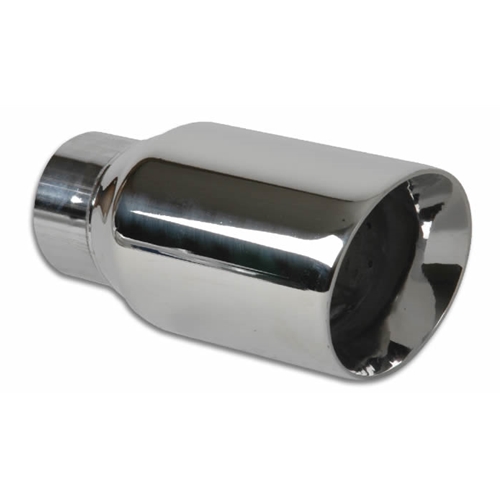 3.00" Outlet O.D. Round Stainless Steel Tip (Double Wall, Angle Cut), 2.00" Inlet I.D.