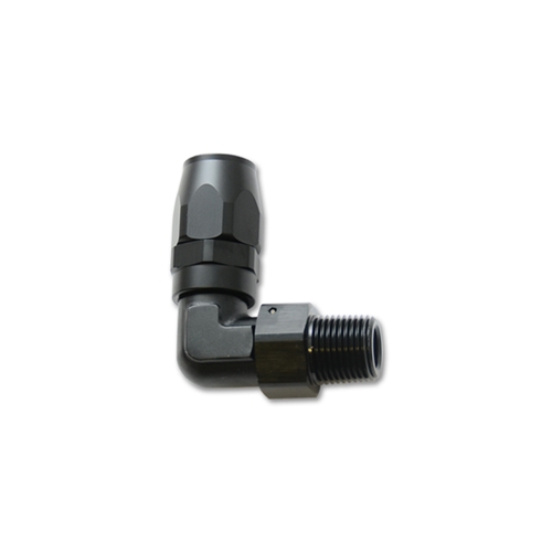 Male Hose End Fitting, 90 Degree; Size: -6AN; Pipe Thread: 3/8" NPT