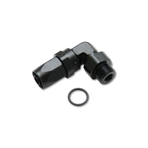 Male Hose End Fitting, 90 Degree; Size: -6AN; Thread: (6) 9/16"-18; w/O-Ring