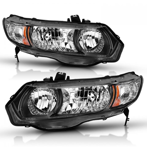 HONDA CIVIC 06-09 2DR HEADLIGHTS BLACK AMBER (OE REPLACEMENT)