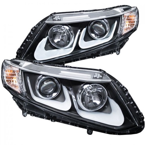 HONDA CIVIC 2 DR 12-13 / 4 DR 12-15 PROJECTOR HEADLIGHTS U-BAR BLACK CLEAR