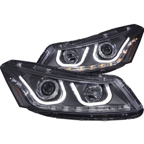 HONDA ACCORD 08-12 4DR PROJECTOR HEADLIGHTS U-BAR BLACK CLEAR