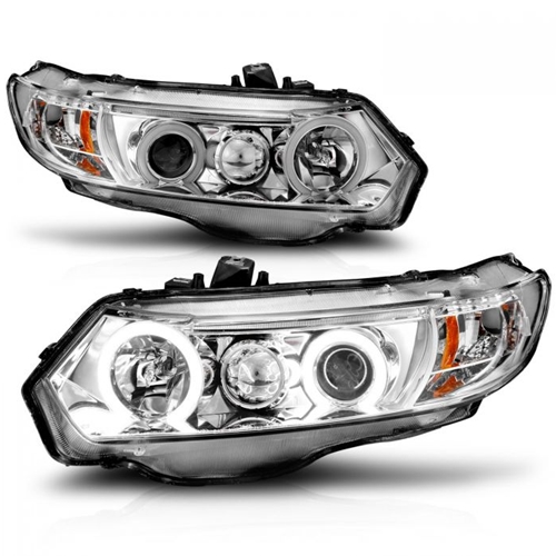 HONDA CIVIC 2006 - 2011 2DR PROJECTOR HEADLIGHTS WITH CCFL HALOS AND CHROME HOUSING