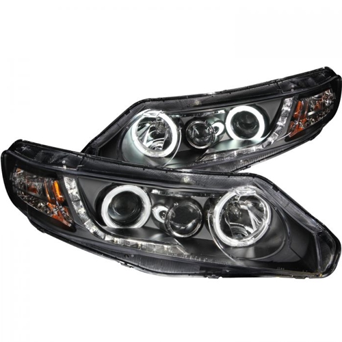 HONDA CIVIC 06-11 4DR / HYBRID PROJECTOR HEADLIGHTS BLACK w/ HALO (CCFL)