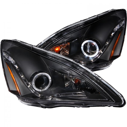 HONDA ACCORD 03-07 2/4 DR / 05-07 HYBRID PROJECTOR HEADLIGHTS BLACK w/ HALO (R8 STYLE)