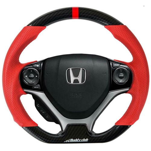 Buddy Club Sport Steering Wheel Civic 12-15 - Time Attack (RED) Carbon Style