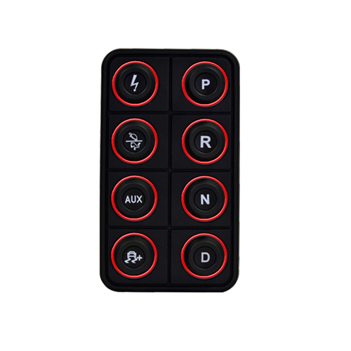 Programmable CAN Keypad for EV Drive Operation (PRND & Custom Maps), Multiple LED Colors, Incl. Harness w/ Connector