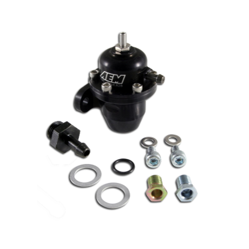 Adjustable Fuel Pressure Regulator. Black. Acura & Honda Inline Flange with Straight Return Line Fitting