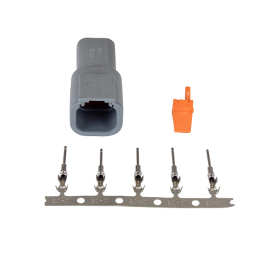 DTM-Style 4-Way Receptacle Connector Kit. Includes Receptacle, Receptacle Wedge Lock & 5 Male Pins