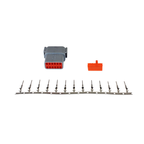 DTM-Style 12-Way Receptacle Connector Kit. Includes Receptacle, Receptacle Wedge Lock & 13 Male Pins