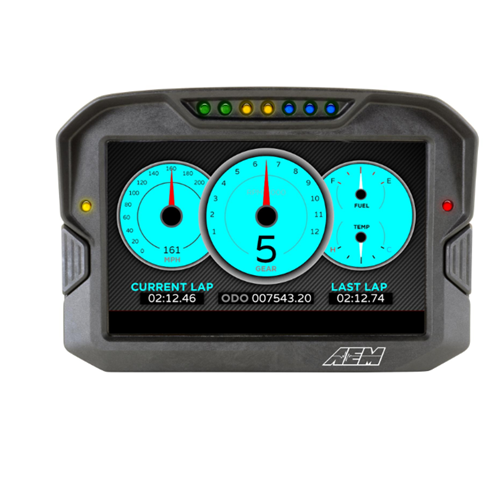 Digital Display CD-7 non-logging race dash, CAN input only, 7-inch diagonal screen, carbon fiber enclosure, wiring harness included