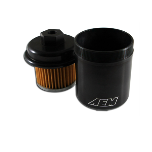 High Volume Fuel Filter. Black. Acura & Honda. Inlet: 14mm X 1.5 Outlet: 12mm X 1.25