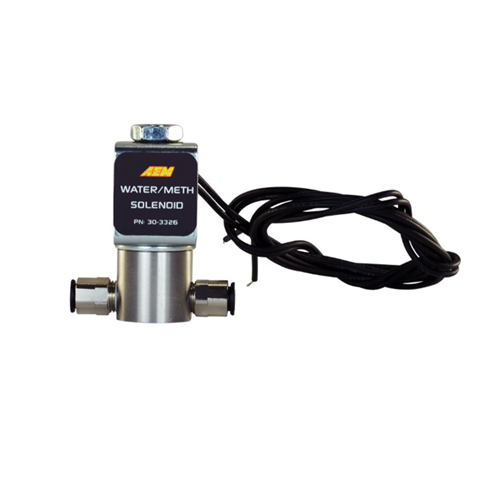 The AEM Water/Methanol Solenoid is a 2-way, normally closed 12V valve with stainless steel body for use with AEM Water/Methanol Injection Systems.