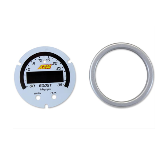 X-Series Boost Pressure Gauge -30inHg~35psi / -1~2.5bar Accessory Kit. Silver Bezel & White Faceplate