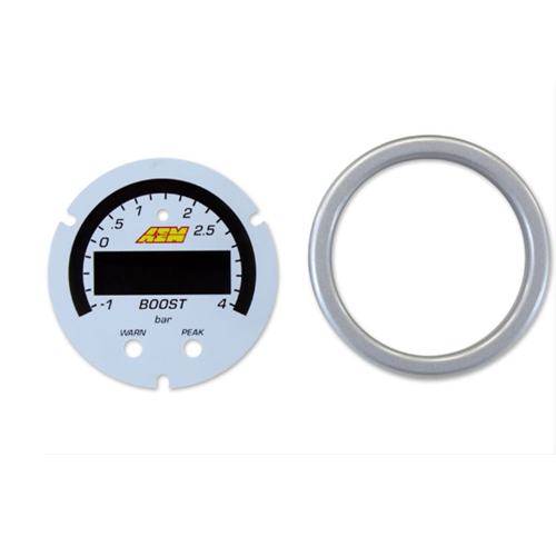 X-Series Boost Pressure Gauge -30~60psi / -1~4bar  Accessory Kit. Silver Bezel & White Faceplate