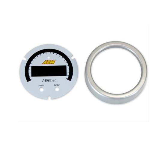 X-Series AEMnet Can Bus Gauge Accessory Kit. Silver Bezel & White Faceplate