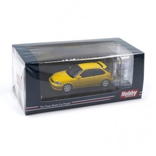 Hobby Japan HONDA CIVIC TYPE R EK9 SUNLIGHT YELLOW WITH ENGINE DISPLAY MODEL DIECAST