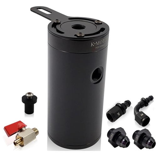 K-Motor Performance Engine Aluminum Baffled Oil Catch Can Tank With Oil Separator Filter Installed Inside